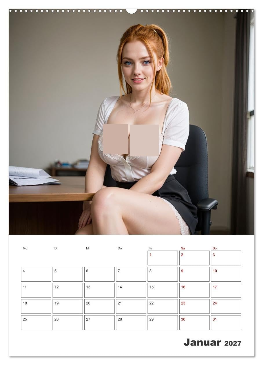 CALVENDO - Schreibtischsünden (Wandkalender 2027 DIN A2 hoch), Monatskalender: Verboten sexy – direkt vom Schreibtisch!