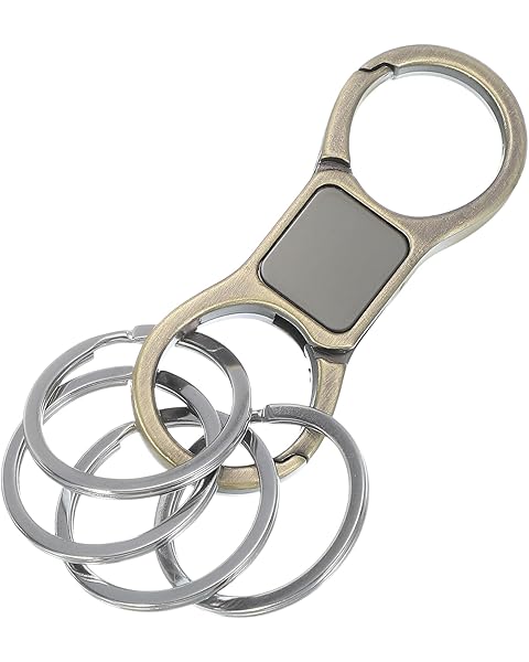 uxcell Metal Keychain, Quick Release Spring Car Keychains Organizer Key Chain Clips with 4pcs Key Rings for Home Car Keys Women Men, Bronze