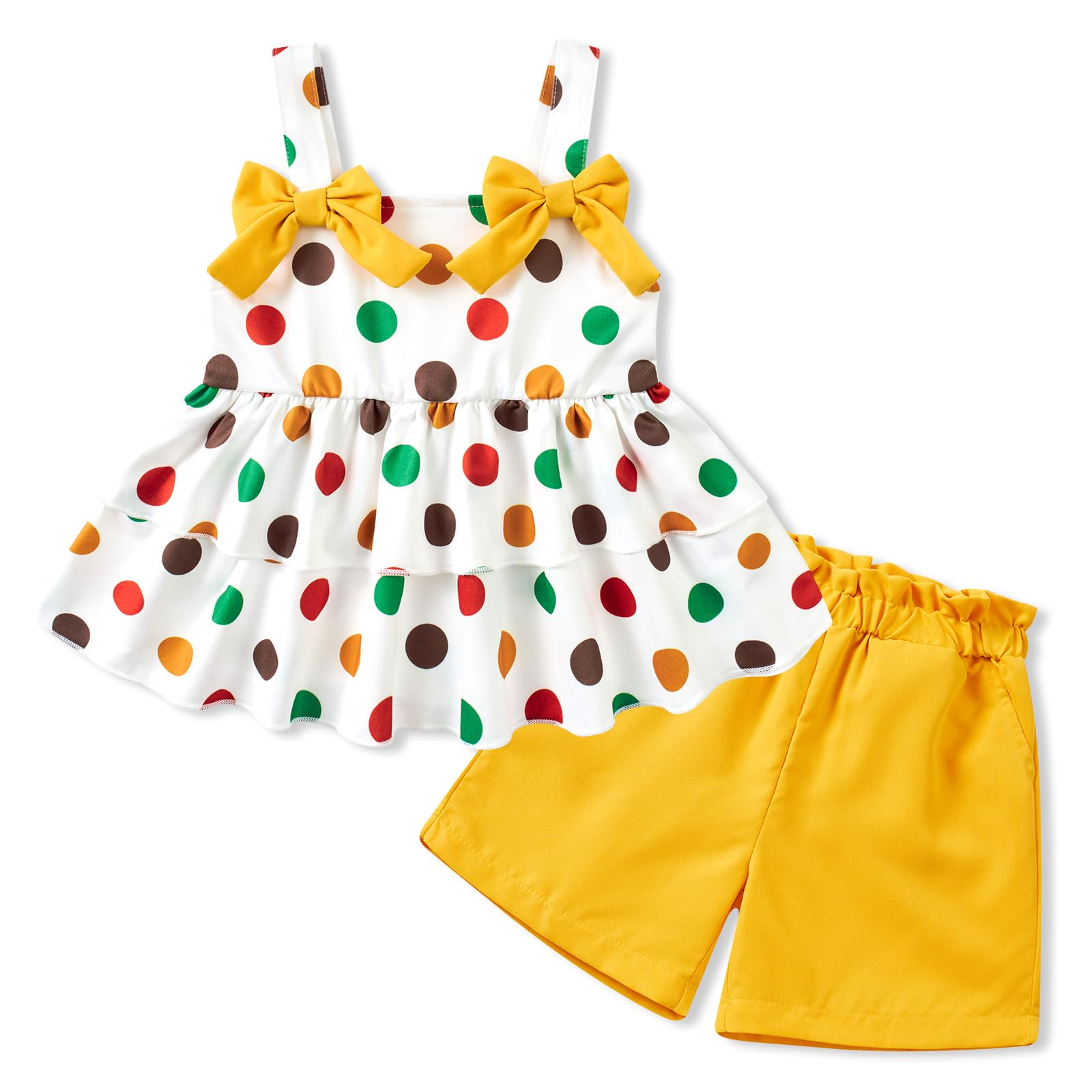 Fanient Bekleidungssets für Mädchen Sommer Kleidung Sets Ärmellos Rüschentop Kurze Hose mit Taschen Süß Freizeitoutfit 2-6 Jahre