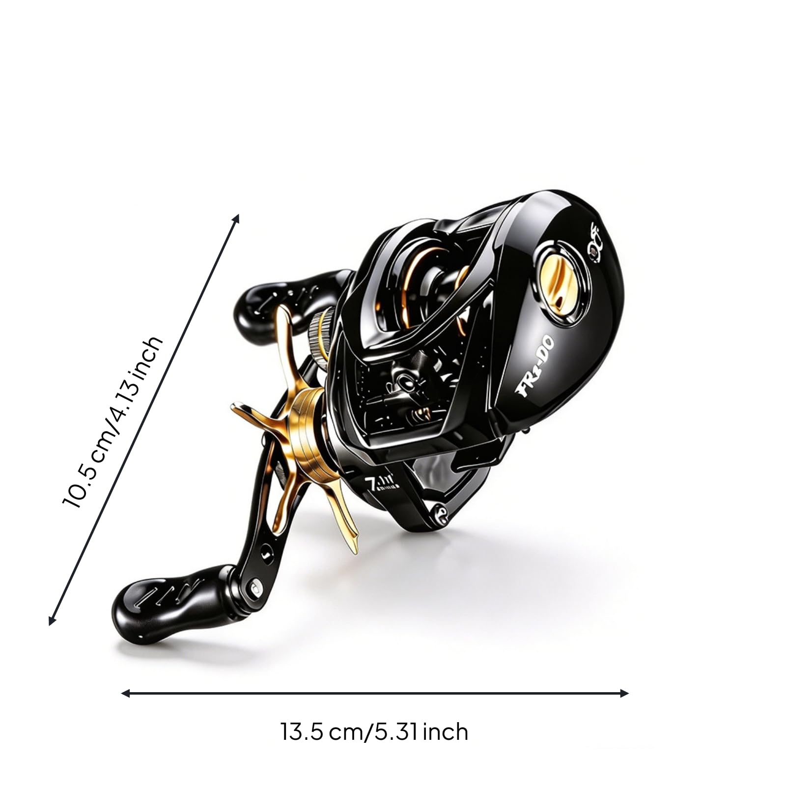 Mulinello da Pesca Baitcaster Mulinello Casting Bobina con Frizione Ingranaggi in Ottone Rapporto 7.1 1 Cuscinetti 4+1, Nero, Oro, Mano Sinistra, Freno DC Intelligente Con Cicalino