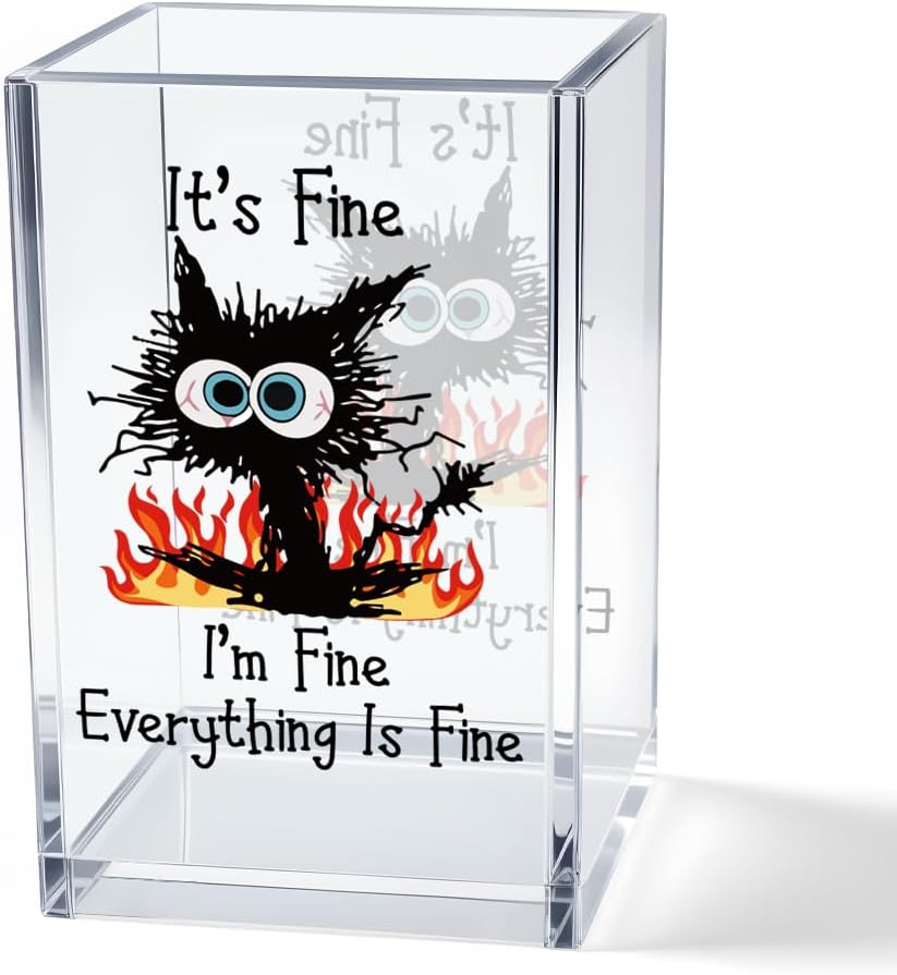 Funny Black Cat Pen Holder Cup product image