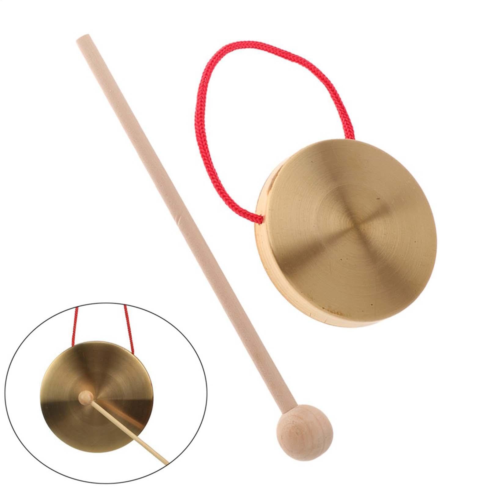 Gong - Carillon en cuivre pour la méditation - 10 cm - Avec maillet en bois et corde de suspension - Pour le bureau à domicile
