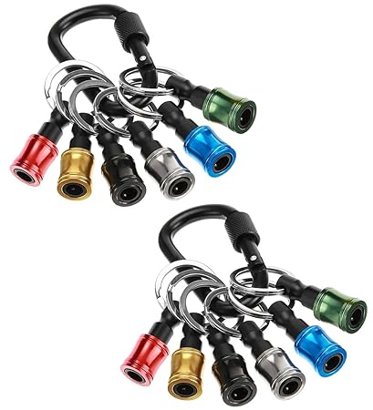 Saipe 12pcs Screwdriver Bits Holders 1/4 Inch Hex Shank Handy Keychain Extension Bar Quick Release Drill Screw Socket Adapter for Impact Driver Drill Bits with 2pcs Black Carabiner