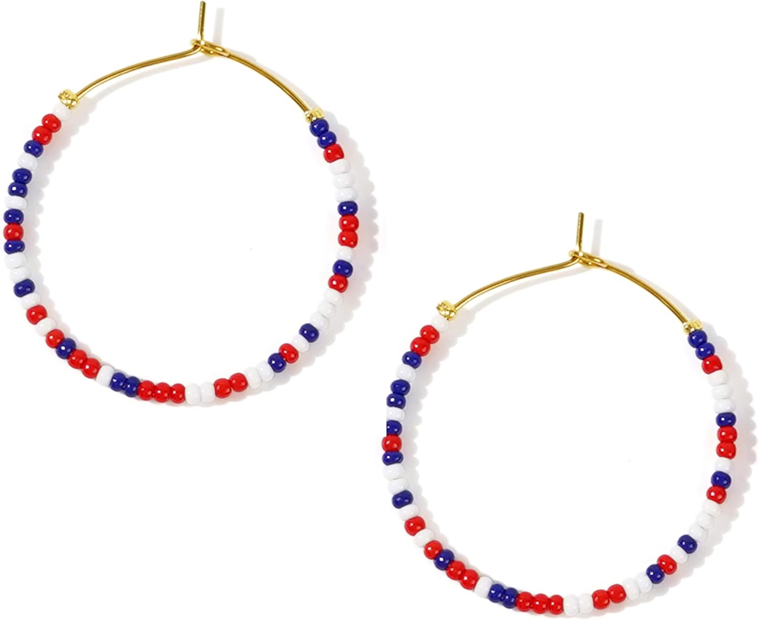 Natural Stone Beaded Hoop Earrings for Women, Boho Handmade Lightweight Hypoallergenic Trendy Summer Beach Accessories Fashion Jewelry Gift