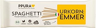 PPURA Bio Spaghetti Emmer Pasta 500 g, 100% natürliche Spaghetti aus dem Urkorn Emmer, Made in Italy - italienische Nudeln ohne Zusatz-, Farb- oder Konservierungsstoffe