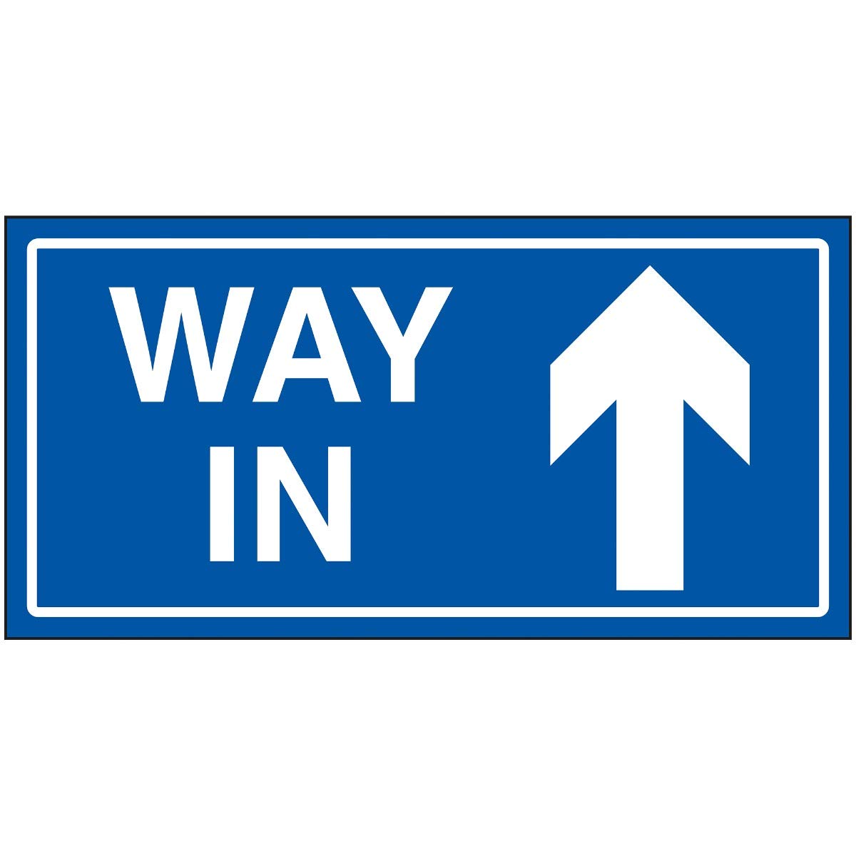 V Safety Way In Arrow Up Sign - 300x150mm - Blue Rigid Plastic