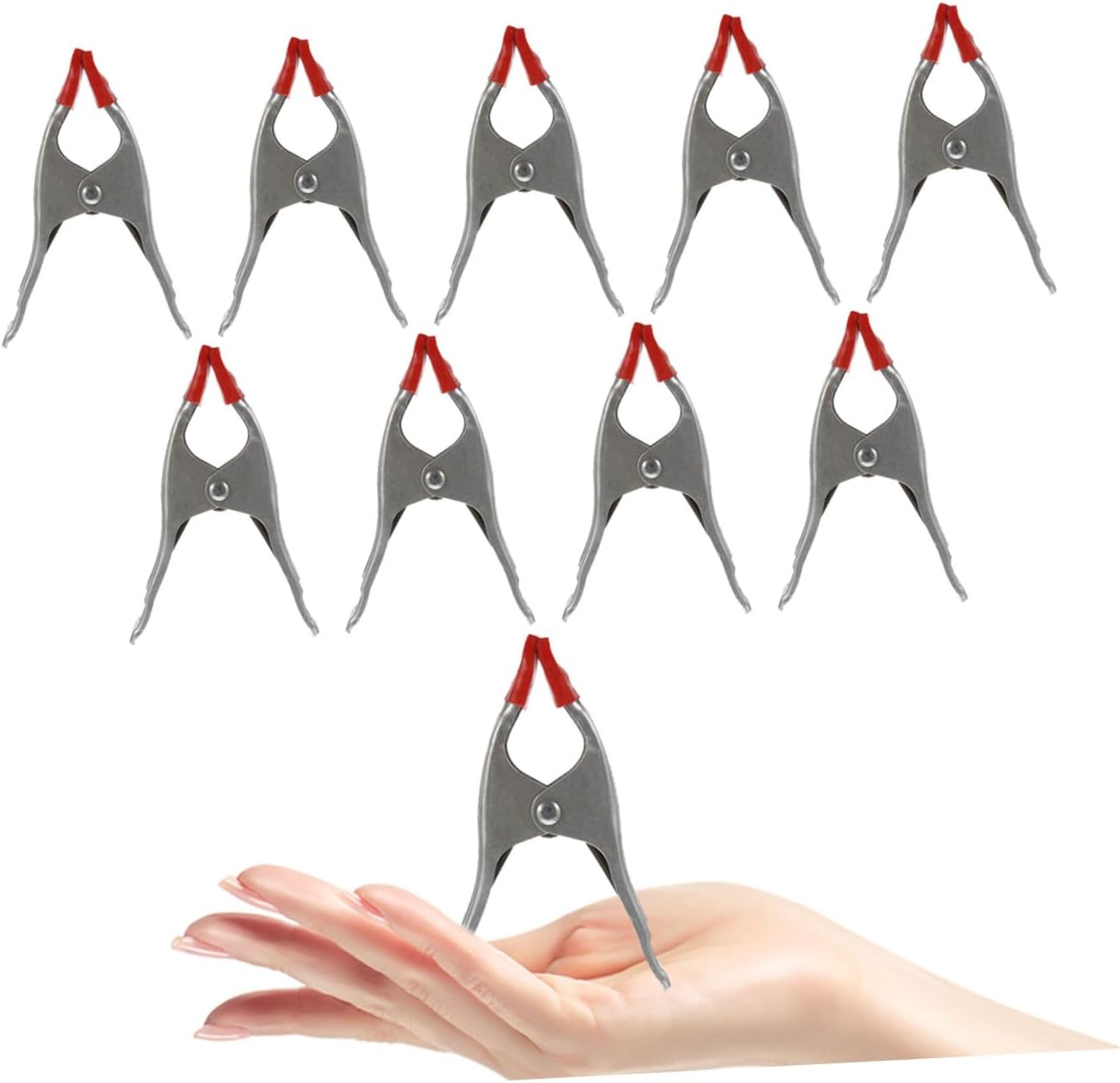 ABOOFAN 10pcs A-shaped Carpentry Clamps Thickened Iron Spring Clips Heavy-duty Woodworking Panel Clamps for Woodworking and Stone Fixing 6-inch