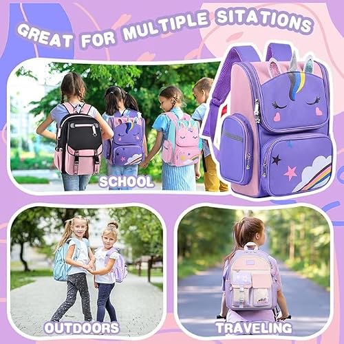 Miniatura 7 de Aucuu Mochila Niña, Mochila Escolar Niña Infantil Escolar, Mochila Infantil De Gran Capacidad, Mochila Unicornio Niña Con Espalda Acolchada Y Cintas Ajustables, , Para Primaria, Guardería, 36 28 16cm