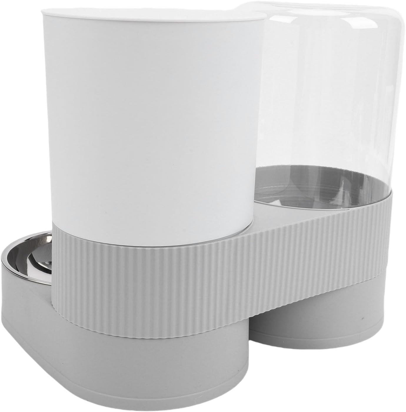 GLOGLOW Automatic Cat Feeder and Water Dispenser, Dry Wet Separation Design with Removable Bowl, for Small Medium Large Cats Dogs Pets (Gray)