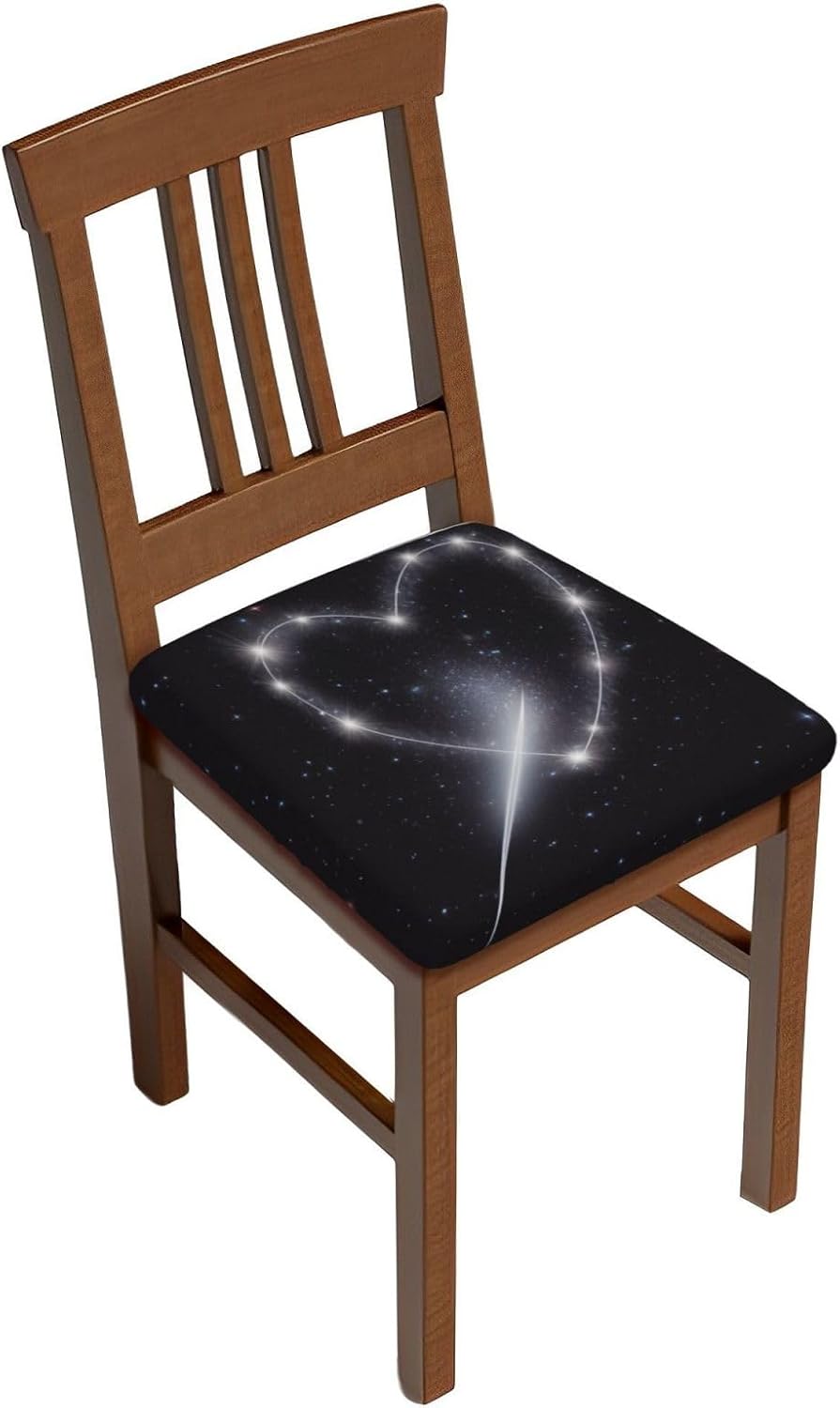 Shooting Star Heart Print Square Cushion Covers 6 Pcs Set Elastic Non-Slip Seat Cushion Slipcovers Pet Furniture Protectors for Chair, Sofa