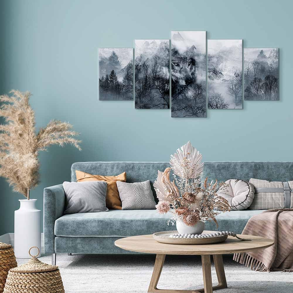murando Cuadro en Lienzo Lobo animales 200x100 cm - Cuadros decorativos Decoracion Decorativo para Pared salon modernos dormitorios - De Pared Bosque Naturaleza Invierno Abstracción g-A-0139-b-m