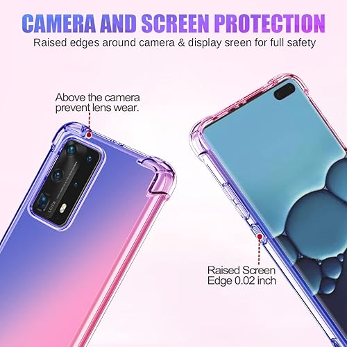 Miniatura 2 de Gufuwo Funda para Huawei P40 Pro 5G ELS-N04 ELS-NX9 Linda funda para niñas y mujeres degradado delgada antiarañazos suave TPU funda protectora a