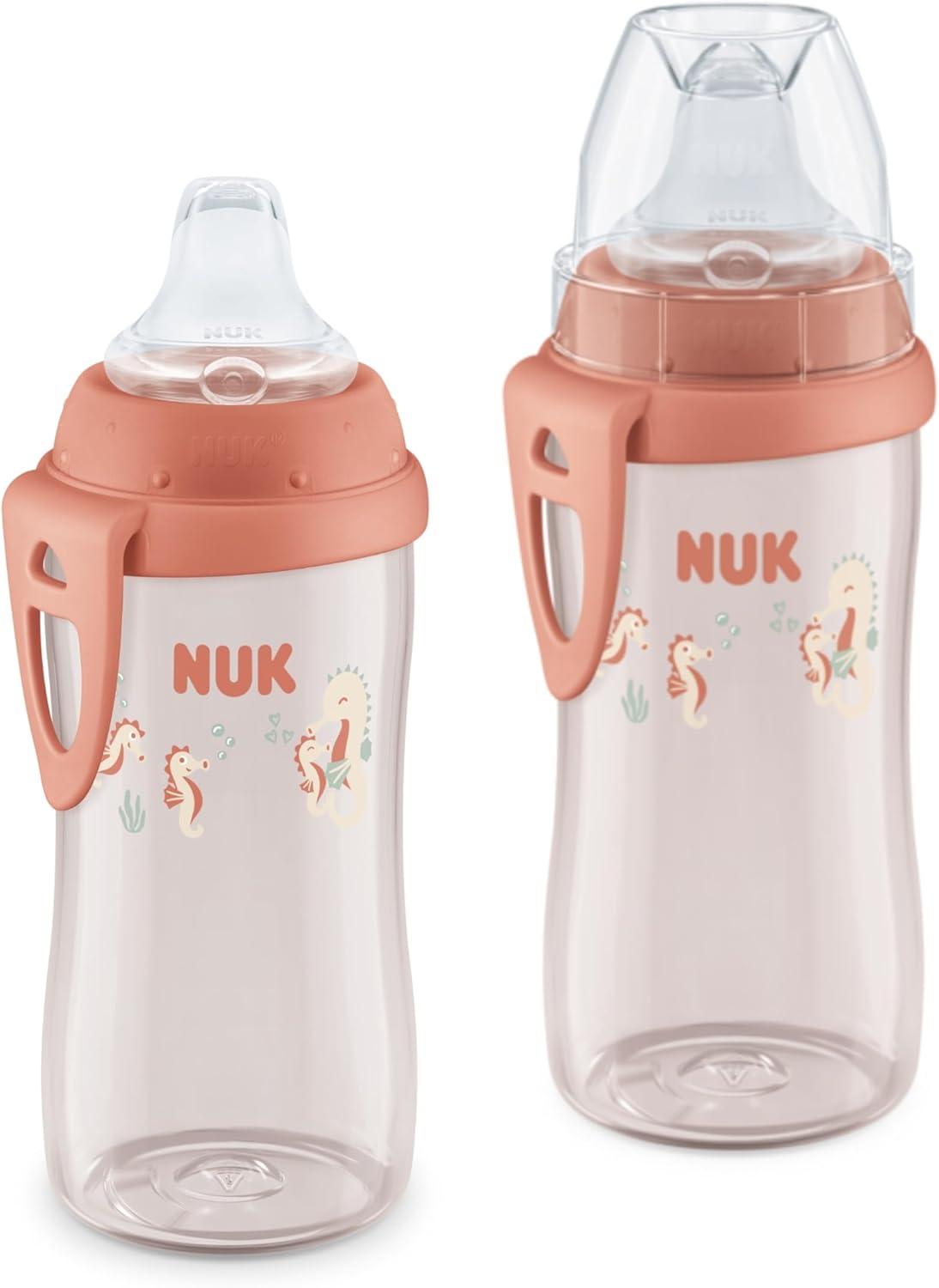 NUK First Choice Active Cup 2.0, 10 oz. Soft Spout Sippy Cup with On-The-Go Carry Clip, Lightweight, Leak Proof, Spill Proof Cup, 2-Pack