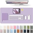 YSAGi Leather Desk Protector, Office Mat, Large Mouse Mat, Non-Slip PU Leather Blotter, Laptop Desk Pad, Waterproof Writing Pad for Office and Home (Light Purple, 31.5" x 15.8")