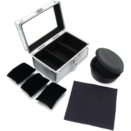 Amazon Iriwa 腕時計収納ケース3本用 1本用ケース付き クロス付き 腕時計コレクションケース 時計展示ボックス ウォッチ コレクションケース 耐衝撃 旅行 携帯用 ガラス蓋展示ボックス おしゃれ 持ち運び可能 木製 アルミ製 アルミ製シルバー コレクションケース