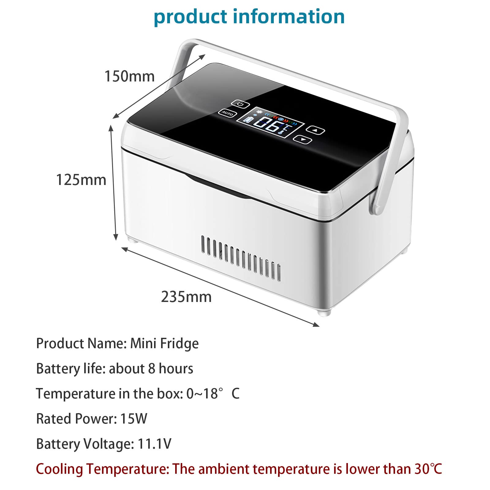 Refrigerador de medicamentos y Enfriador de insulina, Bolsa enfriadora portátil de Alta Capacidad de 2-18 °C, Mini Enfriador de insulina USB táctil Inteligente de Alta Capacidad 4xBattery