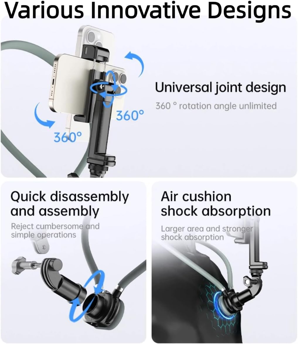 Neck Hanging Phone Holder,Hands Free POV/Vlog Chest Camera Phone Holder for Video Recording,Compatible with iPhone, Andriod, Gopro, Action Camera,with Stable Back Strap