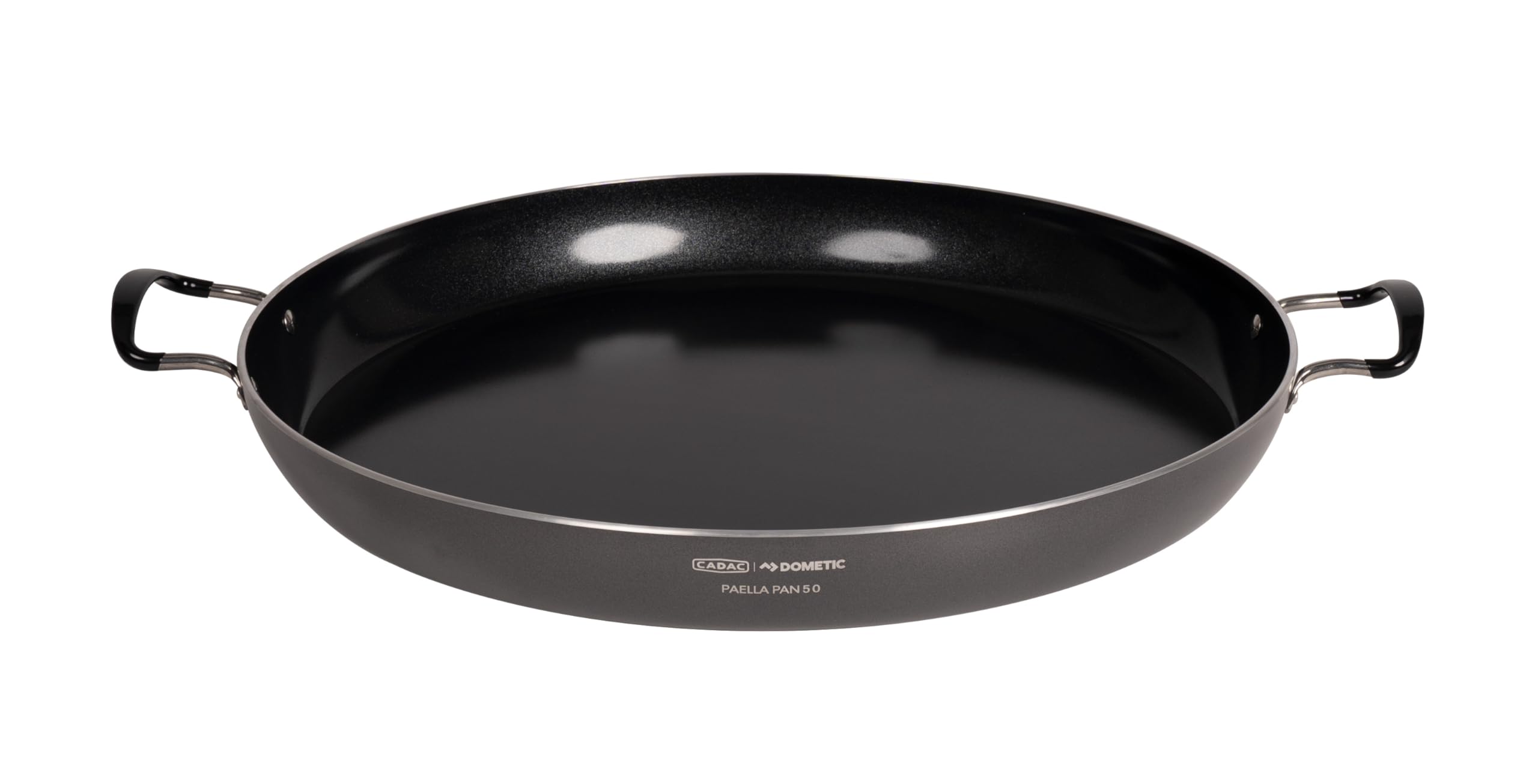 CADAC Carri Chef 50 BBQ/Dome Set + Poêle à Paella 50-30mbar - Barbecue à Gaz avec Surface de Cuisson ø46cm, Revêtement GreenGrill & Thermomètre - Sacs de Transport Inclus - Utilisation en extérieur