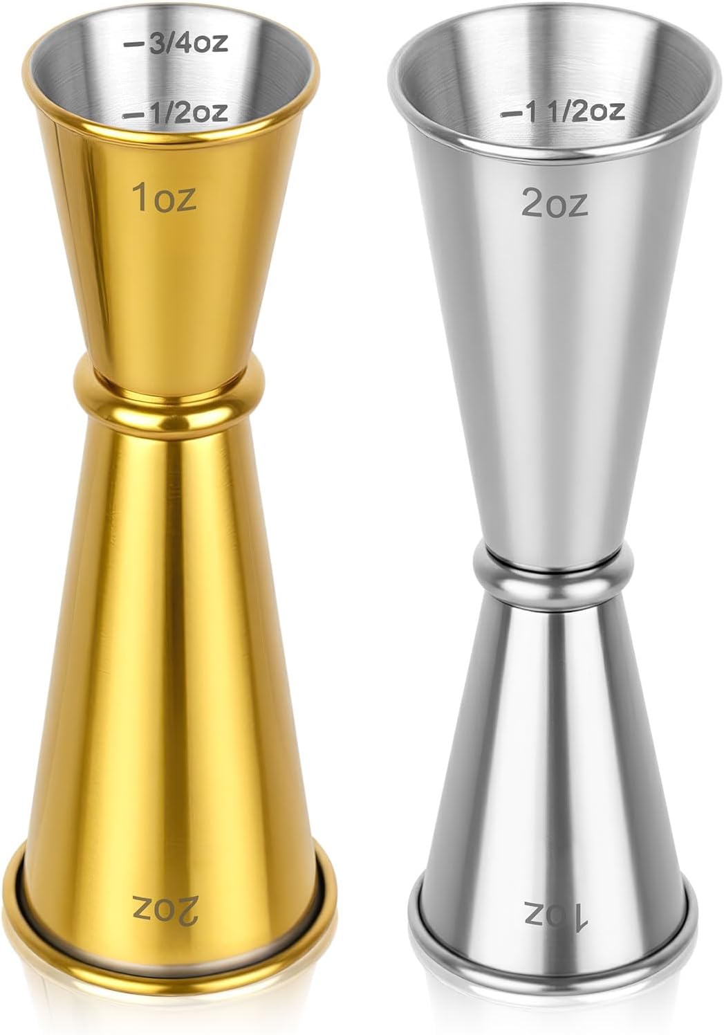 2 Pack Jigger for Bartending, 2 OZ 1 OZ Double Shot Measure Cocktail Cup