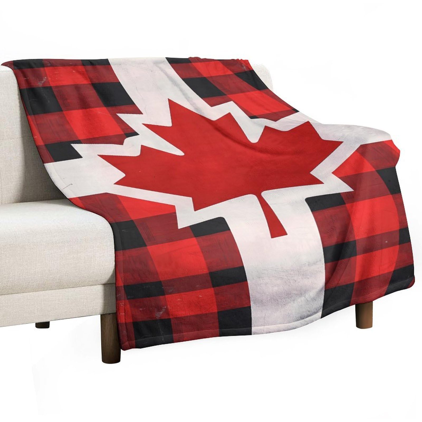 Cgsbngha Style Canadian Flag Farm Buffalo Plaid Flannel Fleece Blanket Lightweight Soft Throw Blankets For Sofa Couch Bed Chair