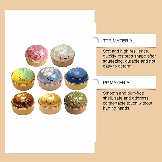 Squishiest Bun Dumplings with Steamer Box Dumpling Squishy 2026 9.5 cm Glitter Dumpling Steamer Giant Extra Large Squishies Dumplings Stress Relief Sensory Ball Kids & Adults (1 Green)