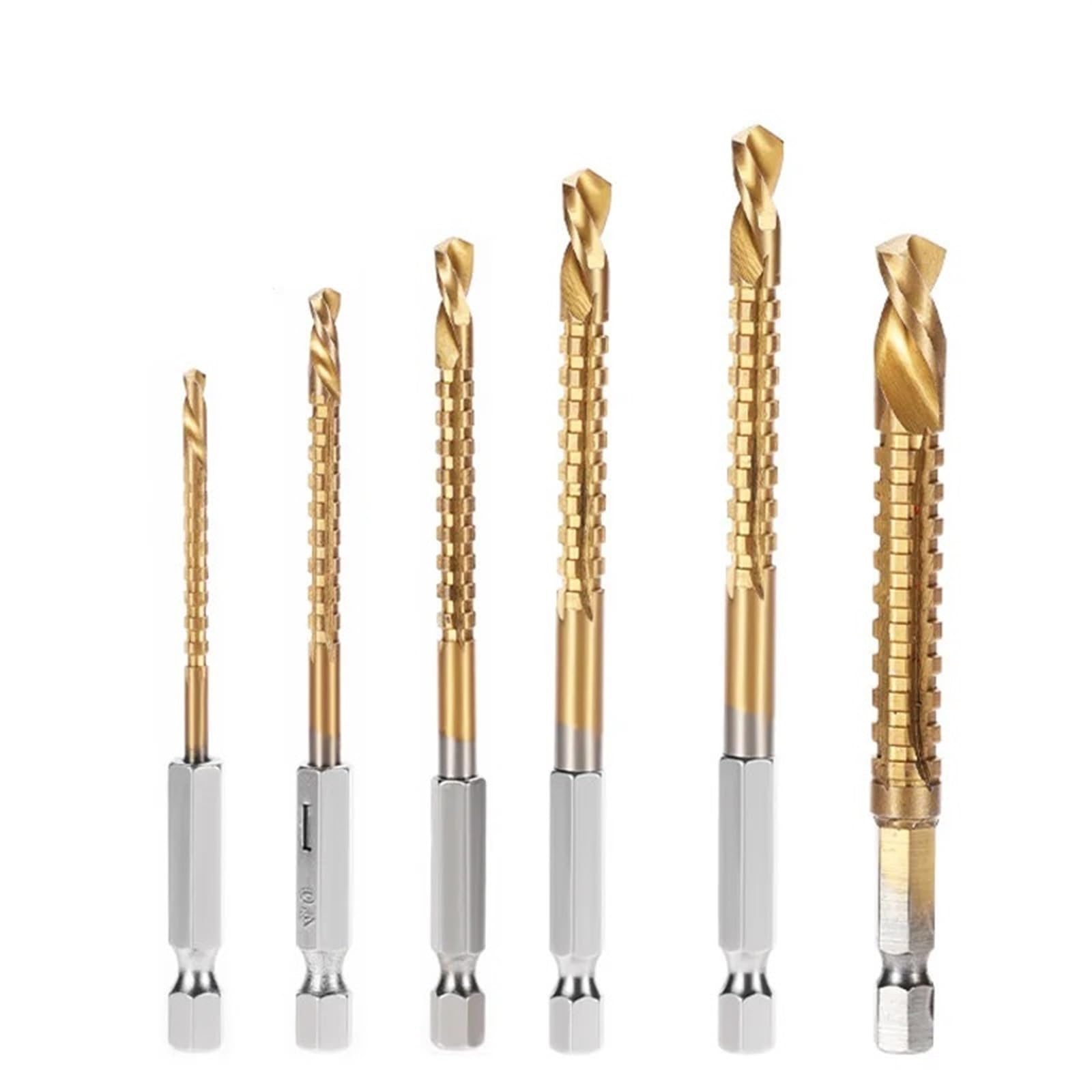 3/6 Stück HSS Spiralbohrer mit Sechskantschaft, Gewindebohrer zum Schneiden von gezackten Nuten, Spiralbohrer für Holz, Metall und Kunststoff (3 Stück 6,5 mm)