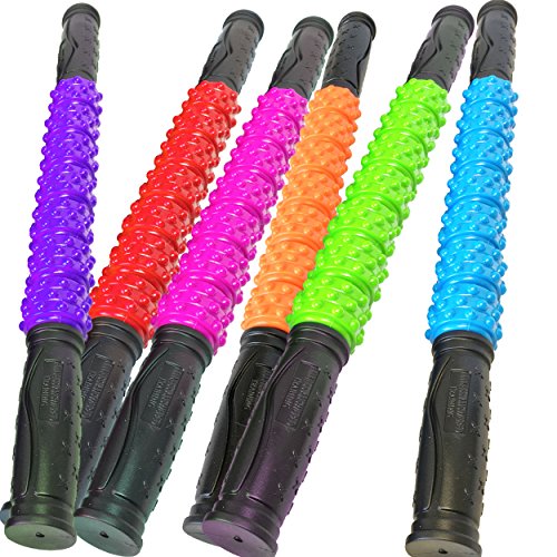 The Muscle Stick Roller | Massage Roller for Runners & Athletes | Muscle Roller Stick"Life-Proof" Strong Full Stainless Steel Core, ABS Plastic, Premium Star Textured Handles - Elite Hard Orange