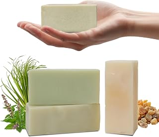 3 Pack Essential Oil Soap Bars Pure Plant Body Soap Bar Natural Face Bath Bar Frankincense Soap Cold Process Rich Creamy Lather-Long Lasting Complex Infused with Olea Cocos Vitamin E 3.5 oz Each