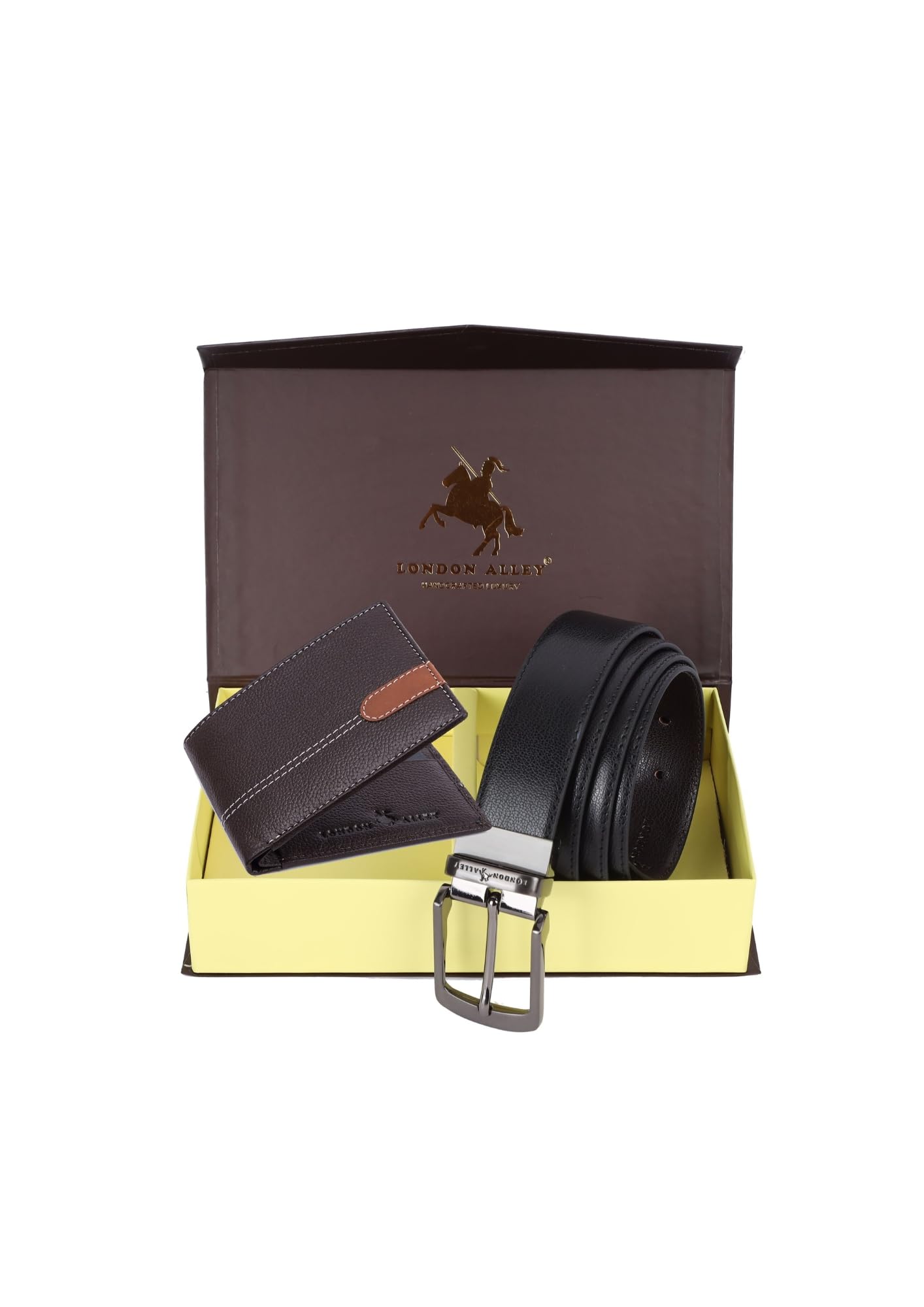 Swiss Classic Brown Leather Wallet & Black/Brown Reversible Belt Combo Gift Box for Men-image-41