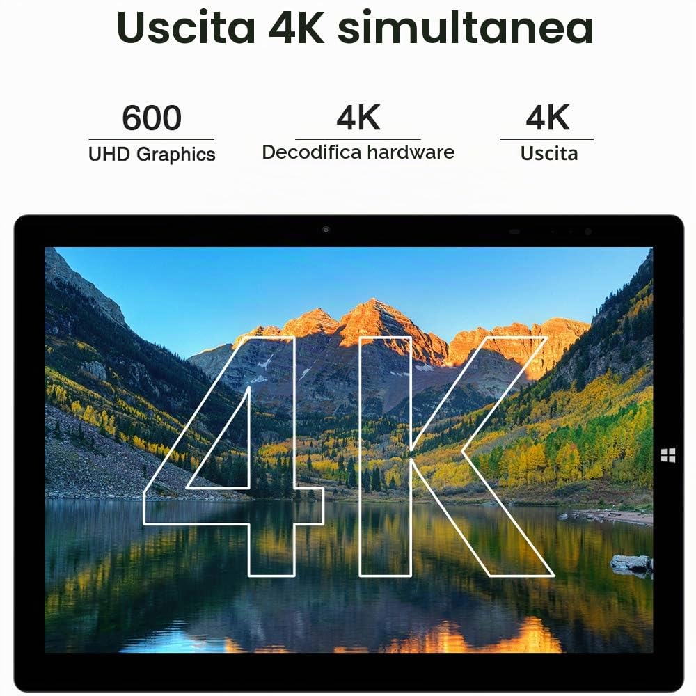 CHUWI UBook X 12" Tablet, Windows 10, Intel Gemini-Lake N4100 (fino a 2,4 GHZ), risoluzione 2160x1440, 8GB LPDDR4, 256G SSD, Touchscreen, Display video 4K 60Hz, 2.4G/5G Wifi