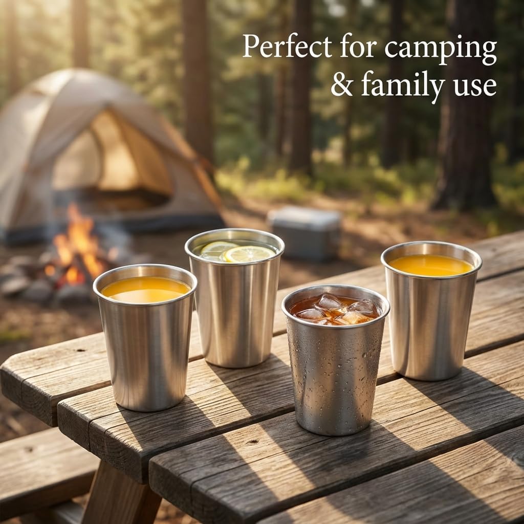 QWORK 12oz Stainless Steel Cups, 16 Pack 350ml Metal Tumblers – Stackable Shatterproof Design for Home, Camping & Parties - Image 5