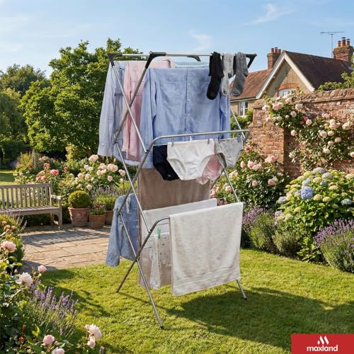 Maxland Deluxe 3-Tier Clothes Airer - 18m Drying Capacity – Foldable Indoor & Outdoor Laundry Rack with Non-Slip Feet (139 x 61 x 44 cm) - Image 4