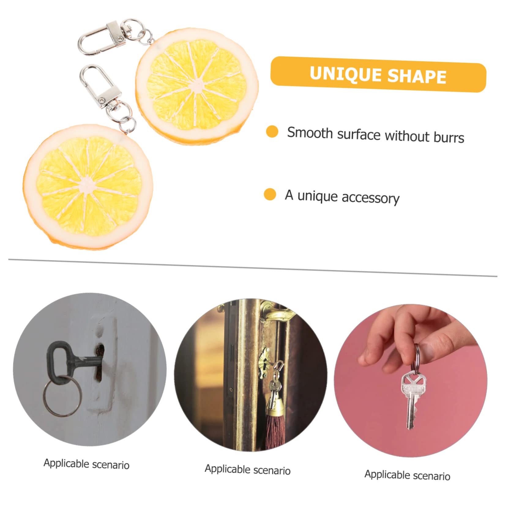 Llavero único Llavero rodaja de limón Llavero Mochila con Forma de Fruta Colgante Bolso Colgante (Naranja x 10 Piezas 9,5 x 5,5 cm)