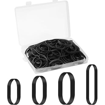 Pack of 120 Rubber Bands Black 4 Sizes Heavy Duty Thick Tactical Rubber Bands Rubber Rings Wide Expandable Elastic Bands for Home School Office and Industry 5/6/8/12 cm