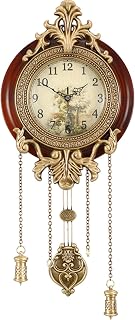 AeroSnail 9-Inch Vintage Wood Wall Clock with Swinging Pendulum - Silent Quartz, Retro Decor for Home