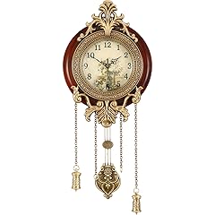 Aero Snail Dia 9 inch Retro Style Vintage Wood Indoor Wall Clock with Swinging Pendulum (Requires 2