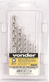 Vonder, Jogo De Brocas Para Concreto, Com Ponta De Metal Duro, 4 Mm A 10 Mm, Com 5 Peças.