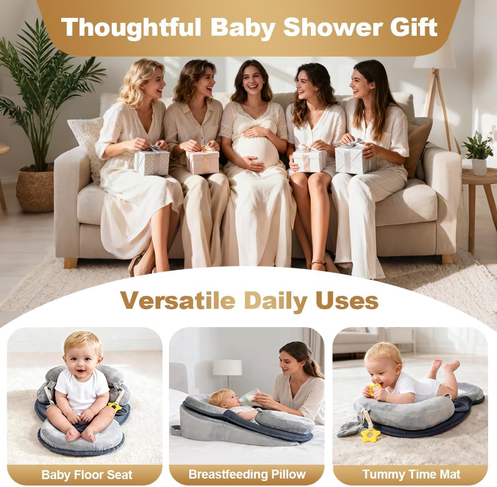 Baby Feeding Pillow, Anti Overflow Breast Feeding Pillow, Baby Lounger & Tummy Time Mat, Detachable Design - Image 7