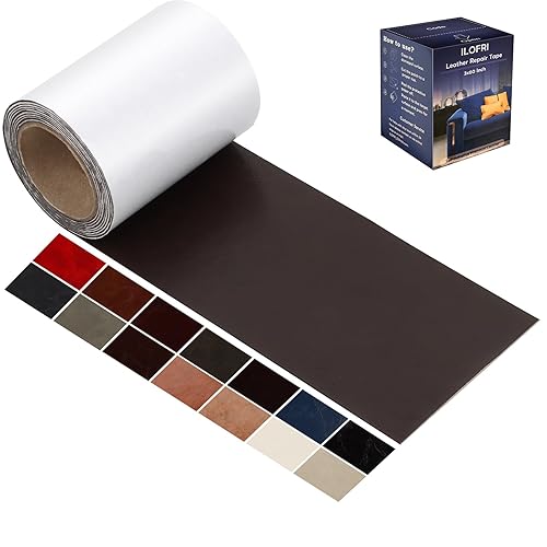 ILOFRI Cinta de parche de reparación de cuero liso de 3 x 60 pulgadas para asiento de automóvil, kit de parches de reparación de cuero y vinilo para