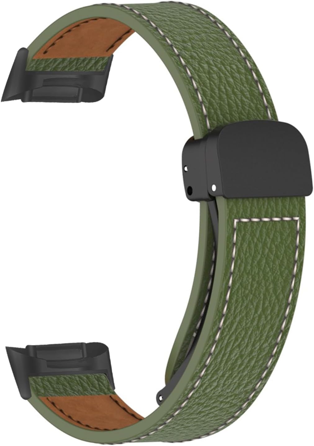 Replacement Leather Watch Band For Fitbit charge 6,Magnetic Folding Buckle Design,Classic Replacement Strap Genuine Leather Wristband