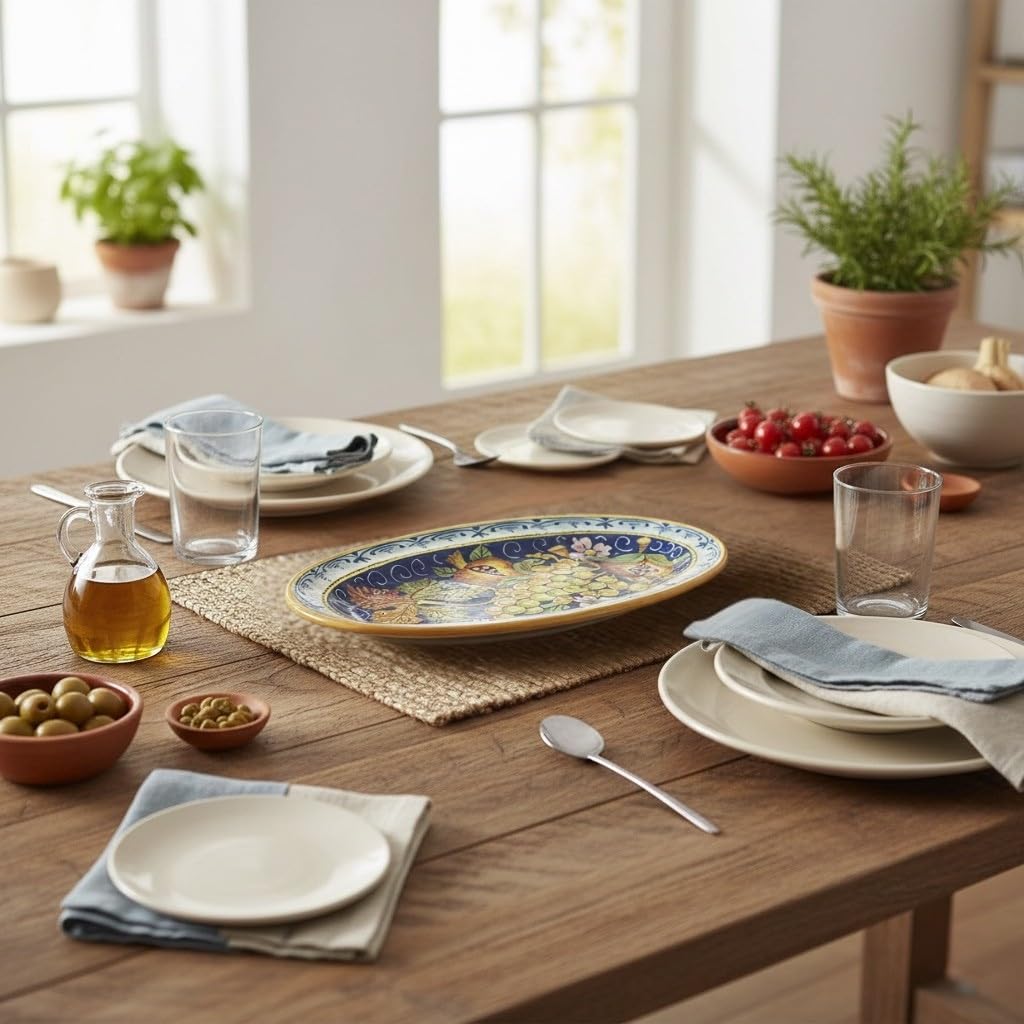 CERAMICHE D'ARTE PARRINI - Italian Ceramic Art Pottery Tray Plate Decorated Fruit Hand Painted Made in ITALY Tuscany