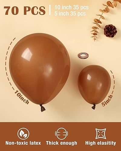 Miniatura 2 de Styirl Globos marrones de 105 pulgadas, 70 globos de fiesta de cumpleaños para Halloween, Navidad, decoraciones de graduación, globos marrones para