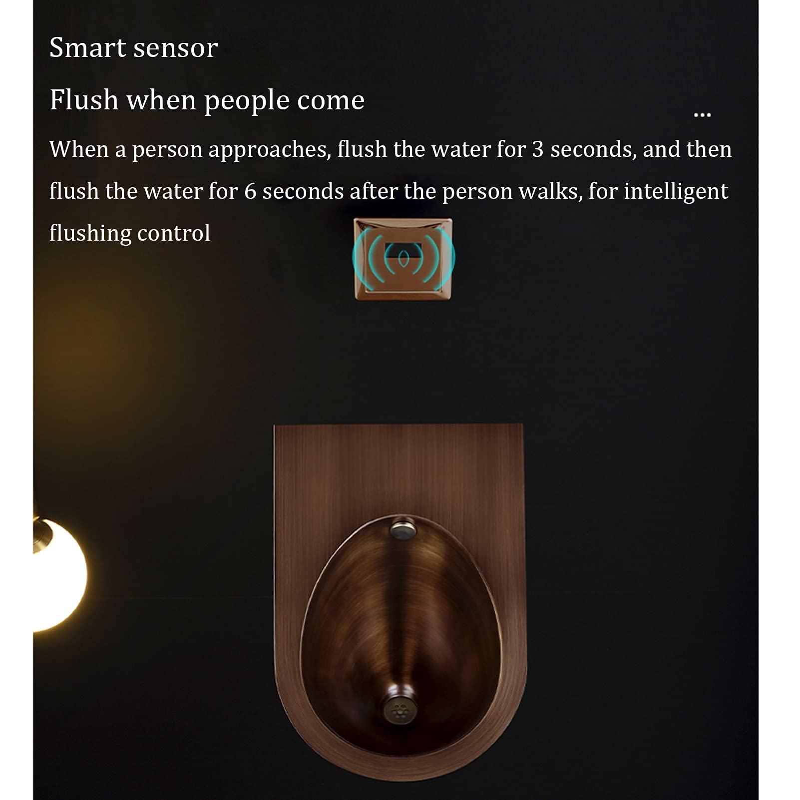 Orinatoio in Acciaio Inox 304, WC sospeso a Parete, orinatoio Maschile a Parete, Scarico a induzione, WC pubblico, Piccolo WC Verticale, Adatto per Famiglie, Ho, Brown-B