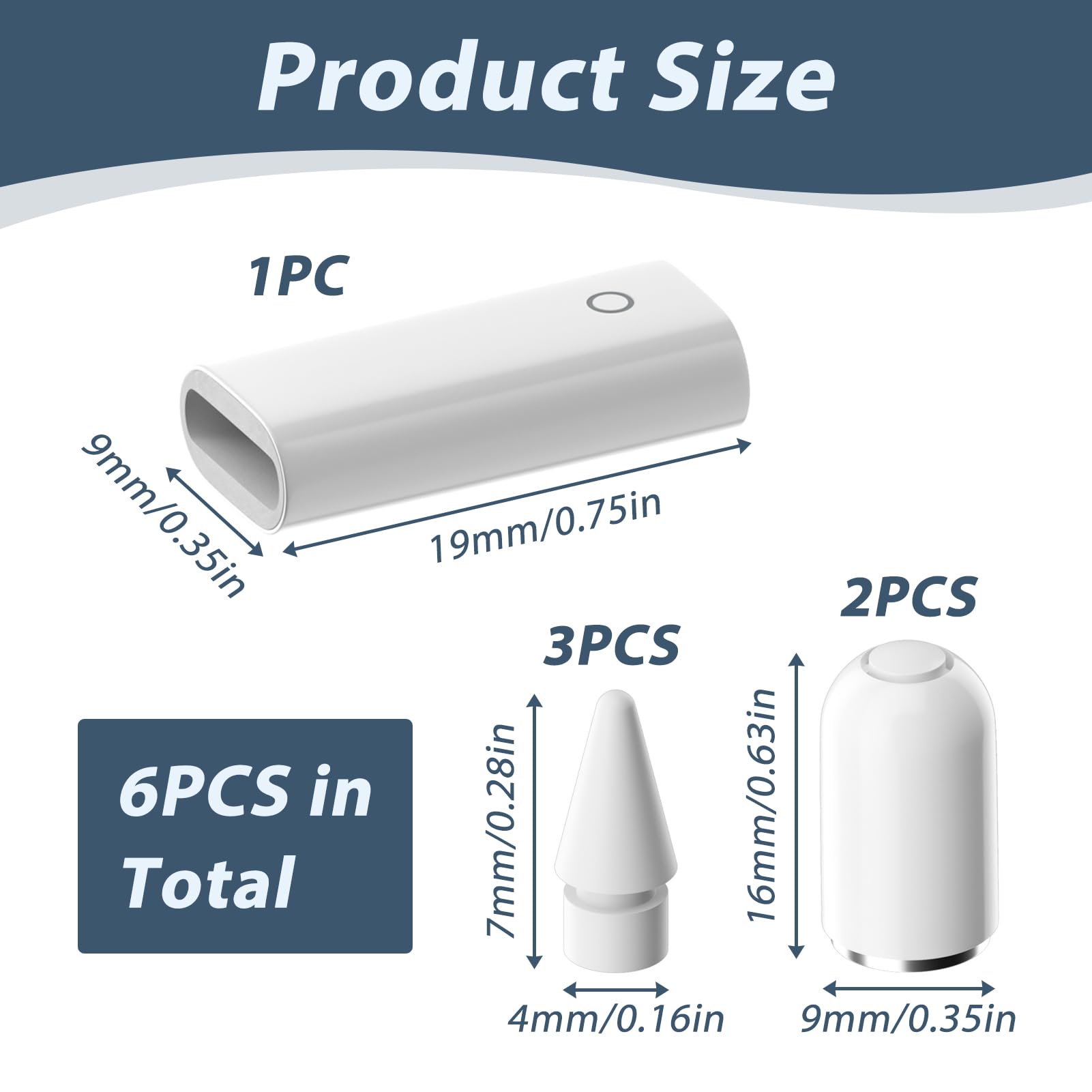 Apple Pencil z 3 wymiennymi końcówkami, 2 nasadki magnetyczne, 1 adapter do ładowania, akcesoria magnetyczne, nasadki zapasowe do Apple Pencil 1 generacji, kość słoniowa