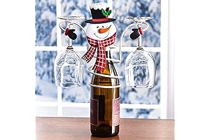 Snowman Wine Bottle and Glass Holder | Holiday Tabletop Decor