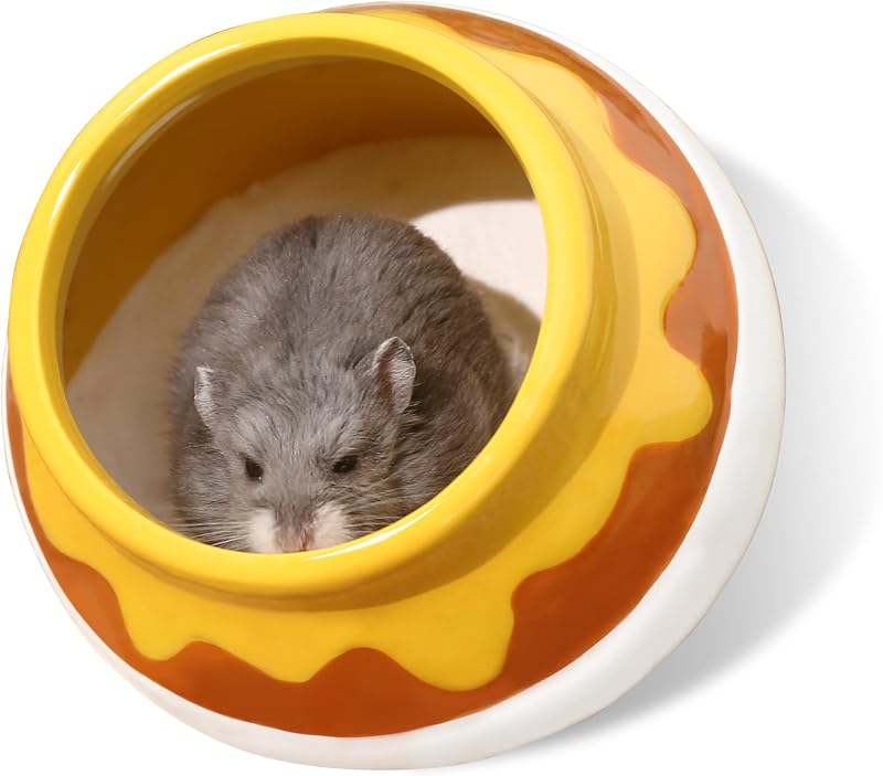 Hamster Sand Bath Container Small Animals Shower and Digging Bathroom Toilet, Ceramics Honey Pot Bathtub for Dwarf Hamster, Syrian Hamster, Gerbils, Hedgehogs, Mice, Rats, Lemming