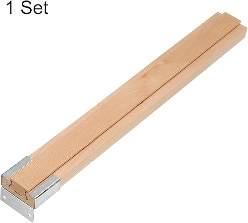 Miniatura 3 de uxcell 4 guías de madera para cajones con soporte deslizante de metal, guía central de madera clásica, kit de repuesto de rieles inferiores de