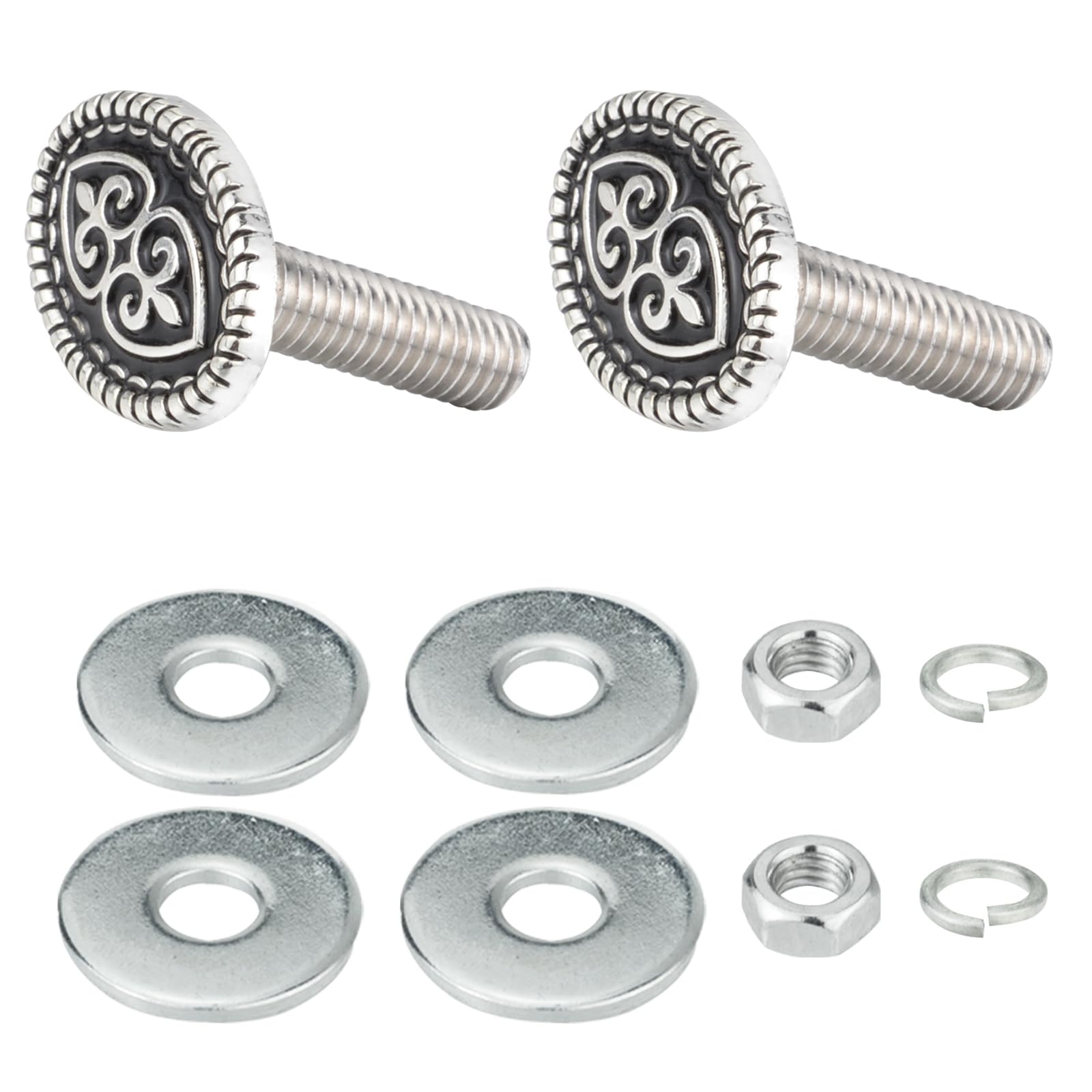 Arenbel Elliptic License Plate Frame Bolts Screws 2Pcs Car Tag Fasteners Nuts Kit Fit Vehicles Motorcycle Trucks SUV