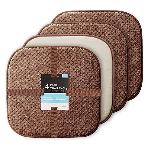 Bsaoutz Chair Cushion For Dining Room Chair Set Of 4, Brown Non Slip Chair Pads With Washable Outer Liner For Kitchen Chair, Office, Rocking Chair, 16X16 #TOP12