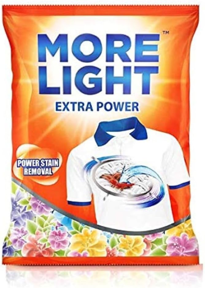 More Light Extra Power Detergent Powder 4kg with Enzymatic Action Removes Tough Stain | Laundry Detergent Powder with Refreshing Fragrance for Tough Stain